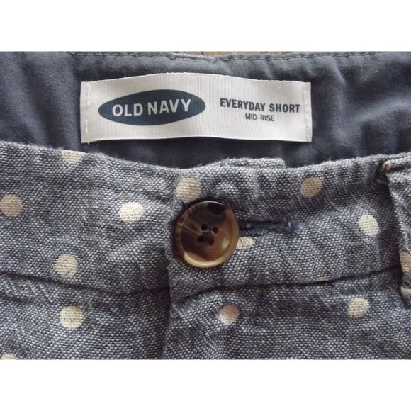 GAP Chambray Print Shorts Size 0 Casual blue polkadot linen rayon chino Mid Rise - Picture 2 of 6